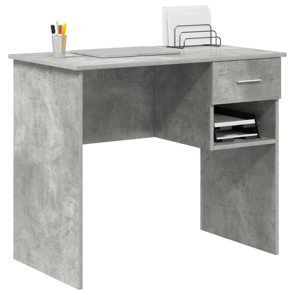 Bureau met lade Beton Grijs 90 x 49 x 75 cm Bewerkt hout is nu te koop bij PeponiXL, paradijselijk wonen!