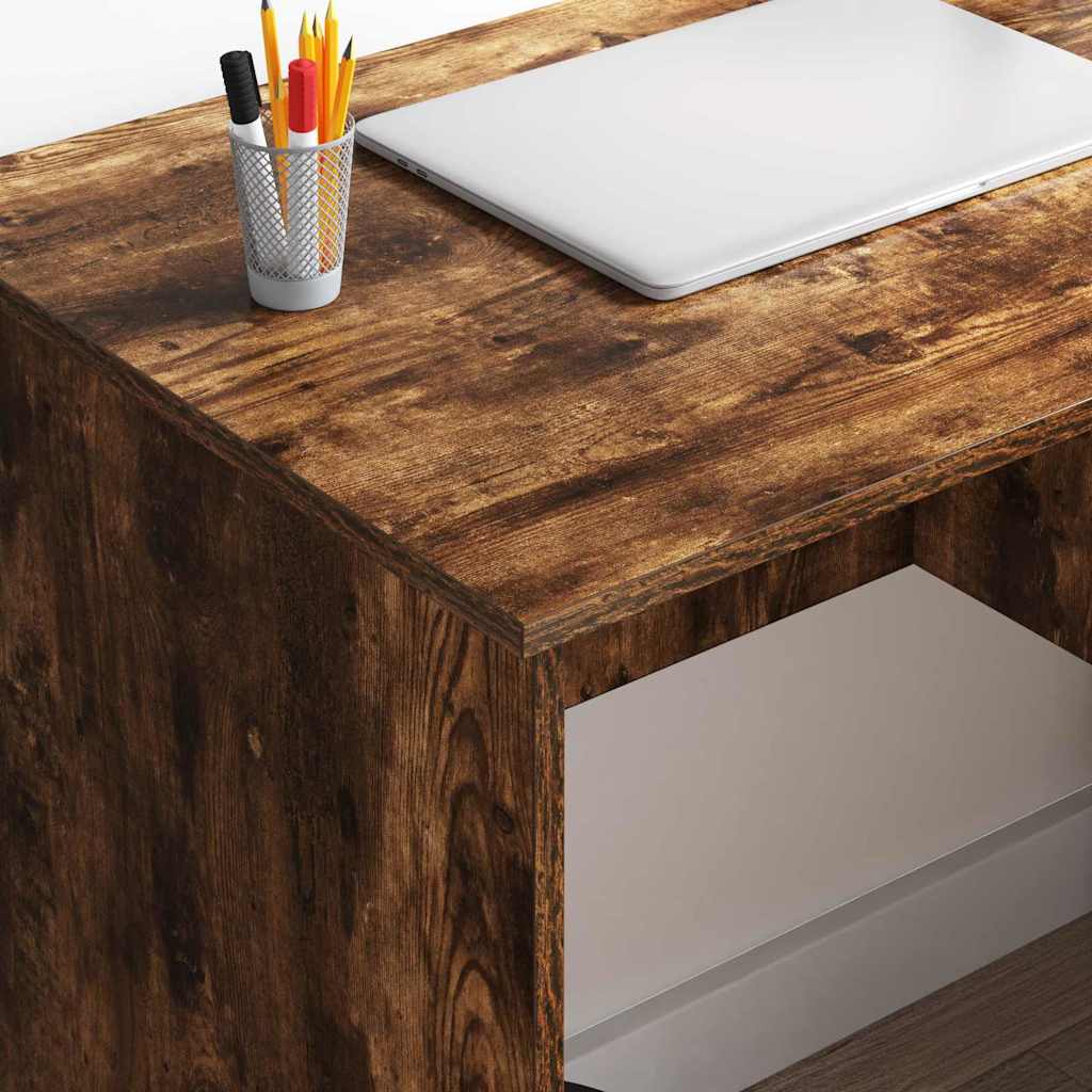 Bureau met lade Gerookt eiken 90 x 49 x 75 cm Bewerkt hout is nu te koop bij PeponiXL, paradijselijk wonen!