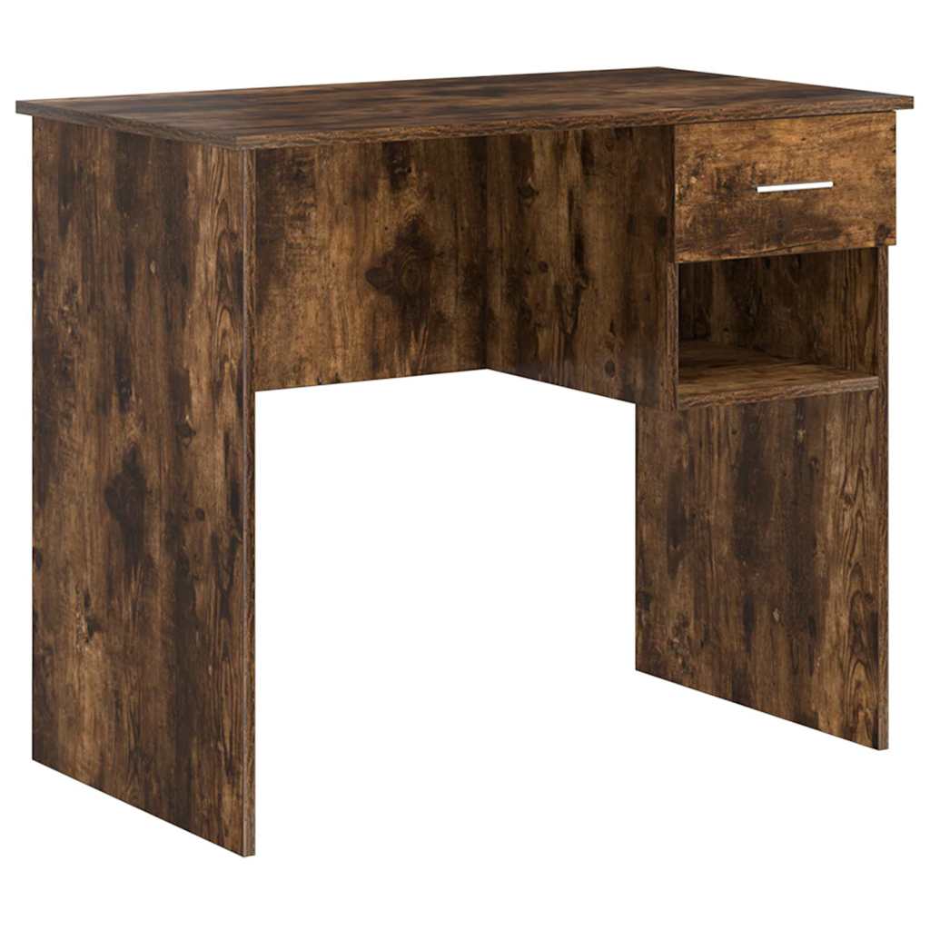 Bureau met lade Gerookt eiken 90 x 49 x 75 cm Bewerkt hout is nu te koop bij PeponiXL, paradijselijk wonen!