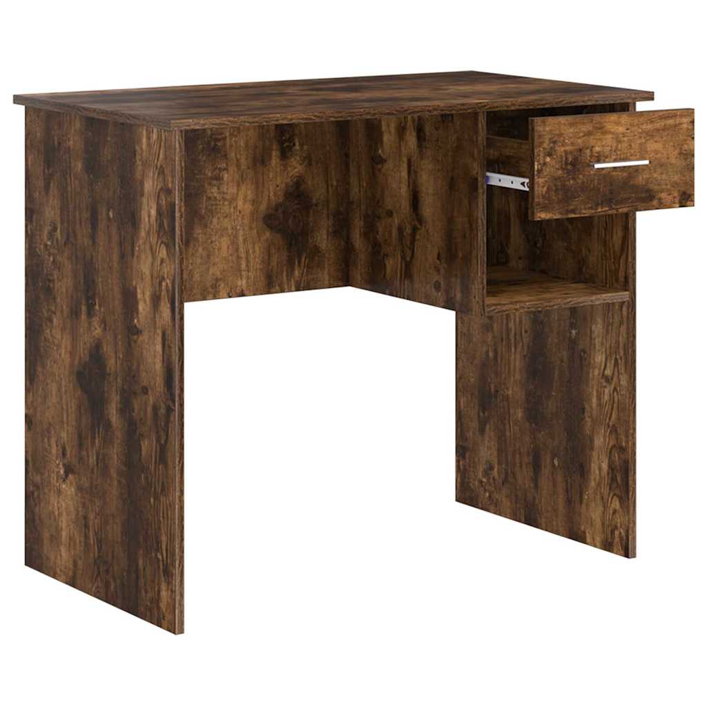 Bureau met lade Gerookt eiken 90 x 49 x 75 cm Bewerkt hout is nu te koop bij PeponiXL, paradijselijk wonen!