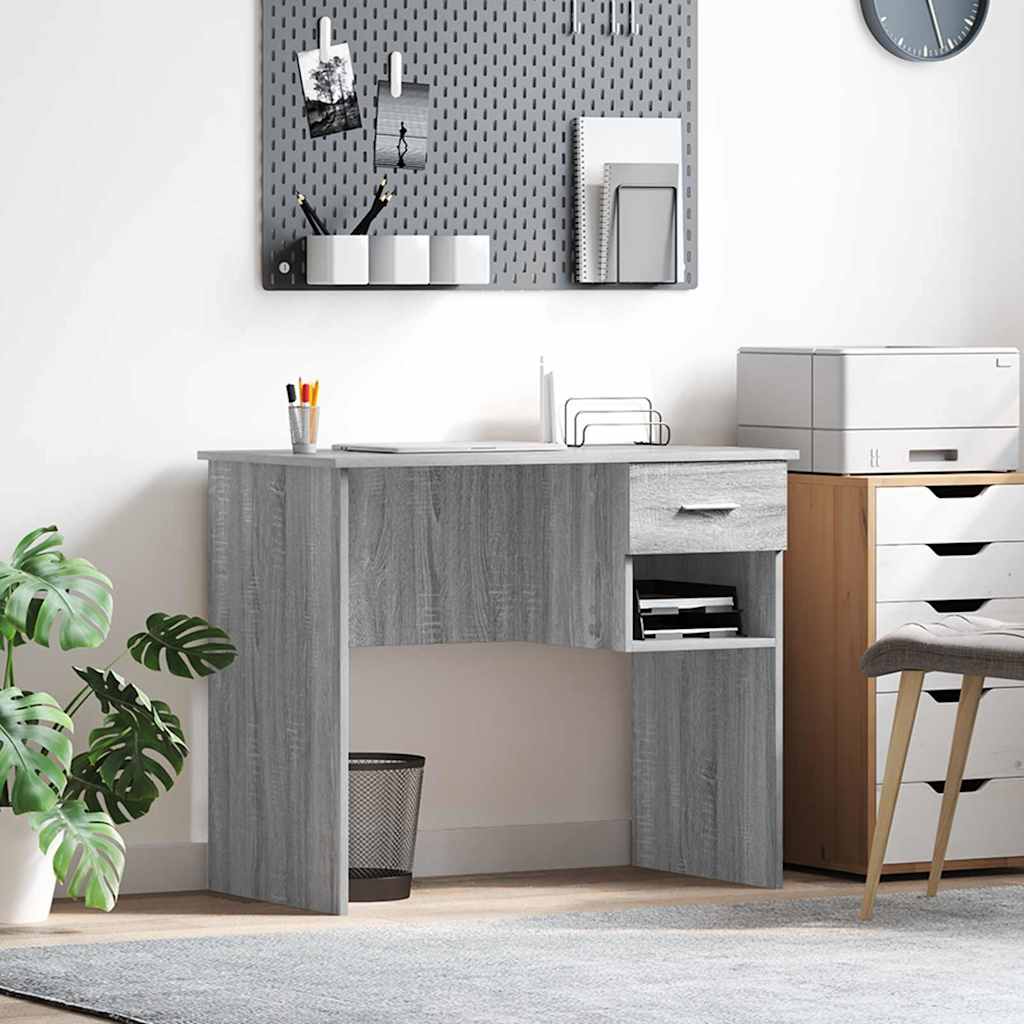 Bureau met lade Grijs Sonoma 90 x 49 x 75 cm Bewerkt hout is nu te koop bij PeponiXL, paradijselijk wonen!