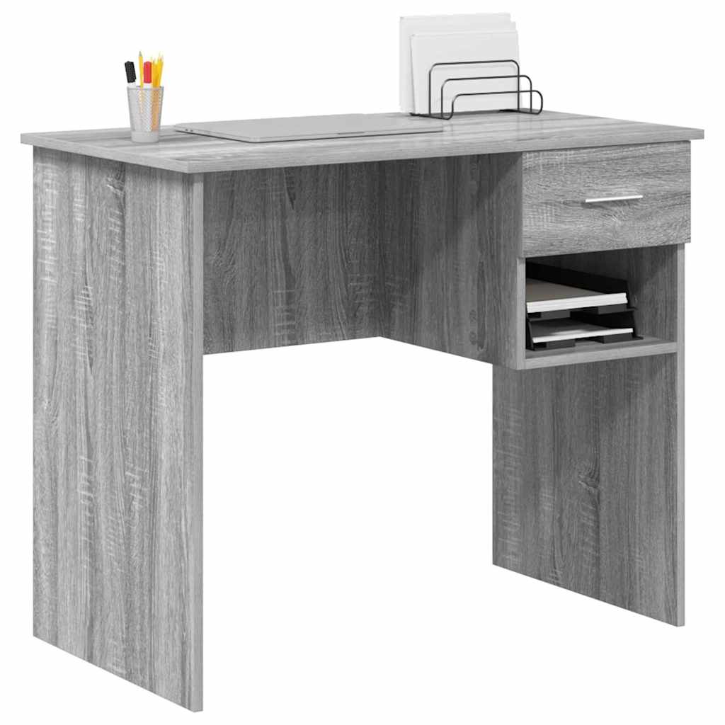 Bureau met lade Grijs Sonoma 90 x 49 x 75 cm Bewerkt hout is nu te koop bij PeponiXL, paradijselijk wonen!