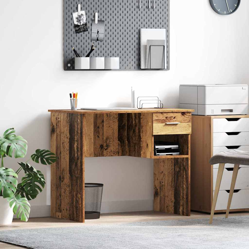 Bureau met lade met plank Oud Hout 90 x 49 x 75 cm Bewerkt hout is nu te koop bij PeponiXL, paradijselijk wonen!