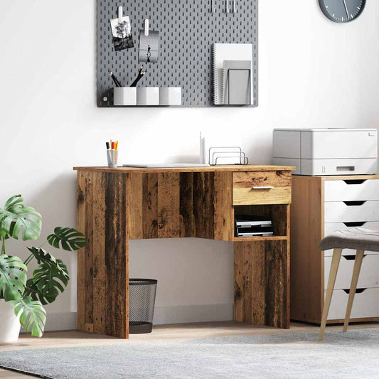 Bureau met lade met plank Oud Hout 90 x 49 x 75 cm Bewerkt hout is nu te koop bij PeponiXL, paradijselijk wonen!