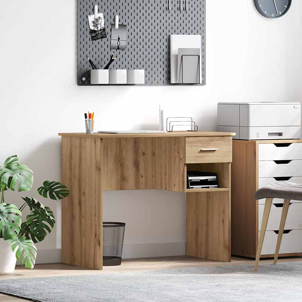 Bureau met lade Artisan Eiken 90 x 49 x 75 cm Bewerkt hout is nu te koop bij PeponiXL, paradijselijk wonen!