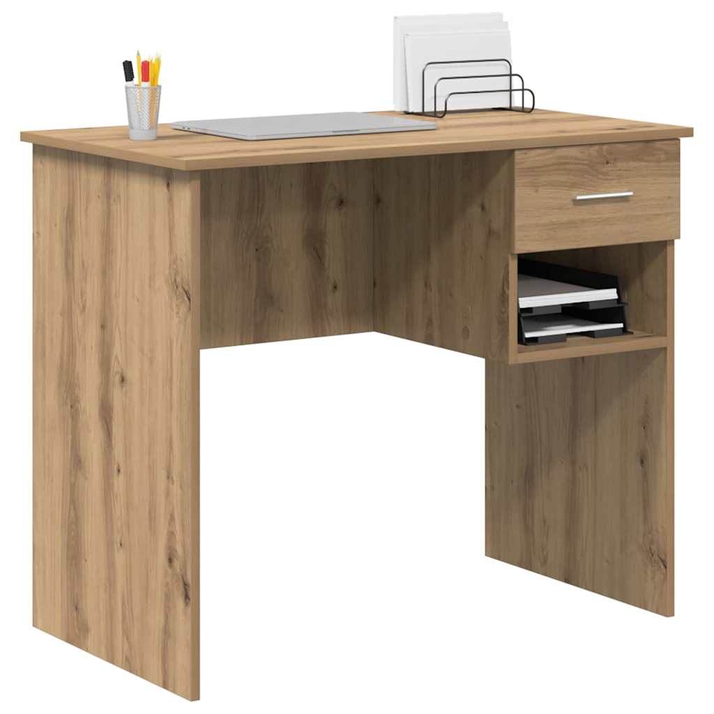 Bureau met lade Artisan Eiken 90 x 49 x 75 cm Bewerkt hout is nu te koop bij PeponiXL, paradijselijk wonen!