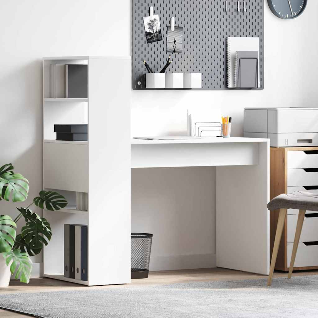 Bureau met plank met opslag Wit 113 x 54 x 120 cm Bewerkt hout is nu te koop bij PeponiXL, paradijselijk wonen!