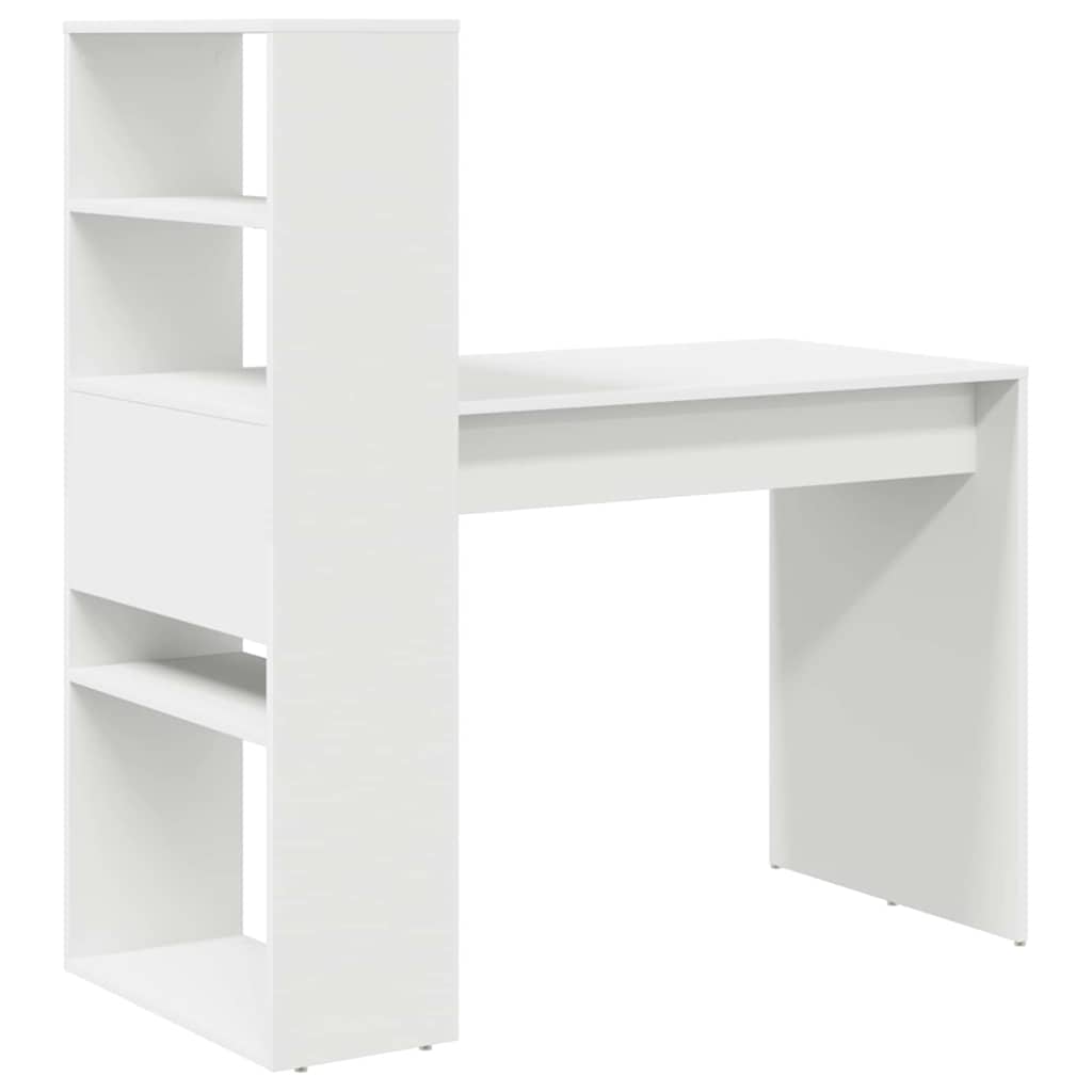 Bureau met plank met opslag Wit 113 x 54 x 120 cm Bewerkt hout is nu te koop bij PeponiXL, paradijselijk wonen!