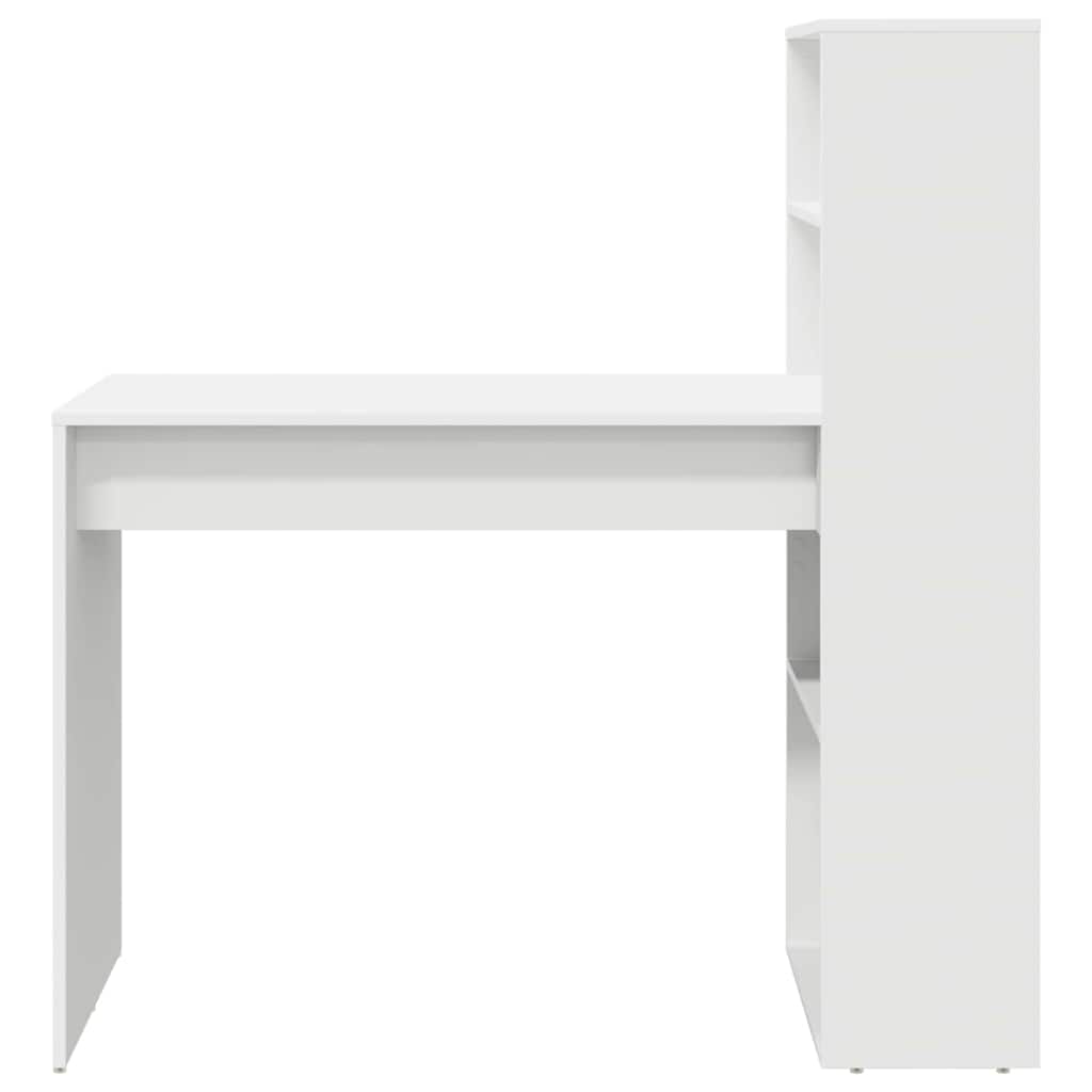 Bureau met plank met opslag Wit 113 x 54 x 120 cm Bewerkt hout is nu te koop bij PeponiXL, paradijselijk wonen!