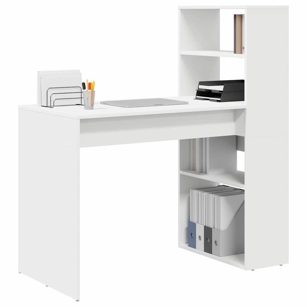 Bureau met plank met opslag Wit 113 x 54 x 120 cm Bewerkt hout is nu te koop bij PeponiXL, paradijselijk wonen!