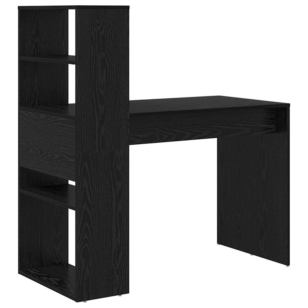 Bureau met plank Zwart Eiken 113 x 54 x 120 cm Bewerkt hout is nu te koop bij PeponiXL, paradijselijk wonen!