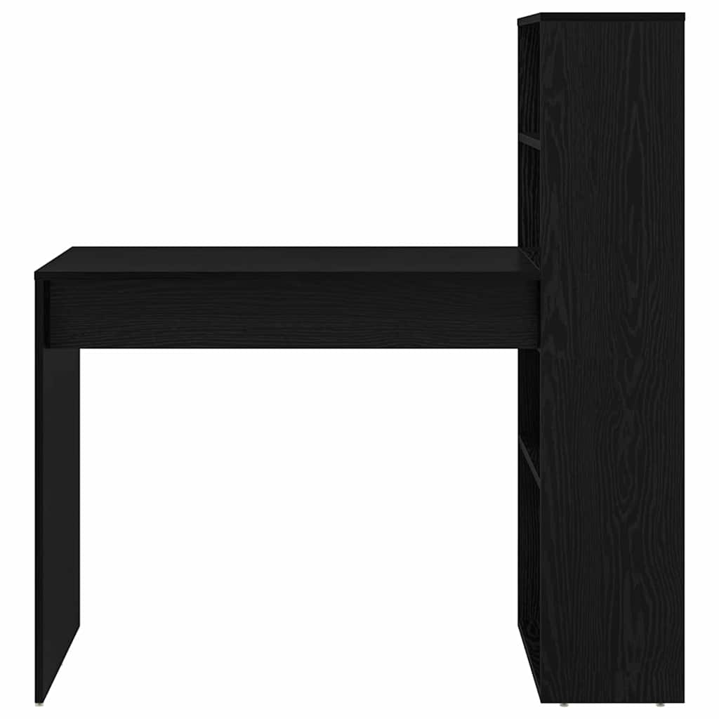Bureau met plank Zwart Eiken 113 x 54 x 120 cm Bewerkt hout is nu te koop bij PeponiXL, paradijselijk wonen!