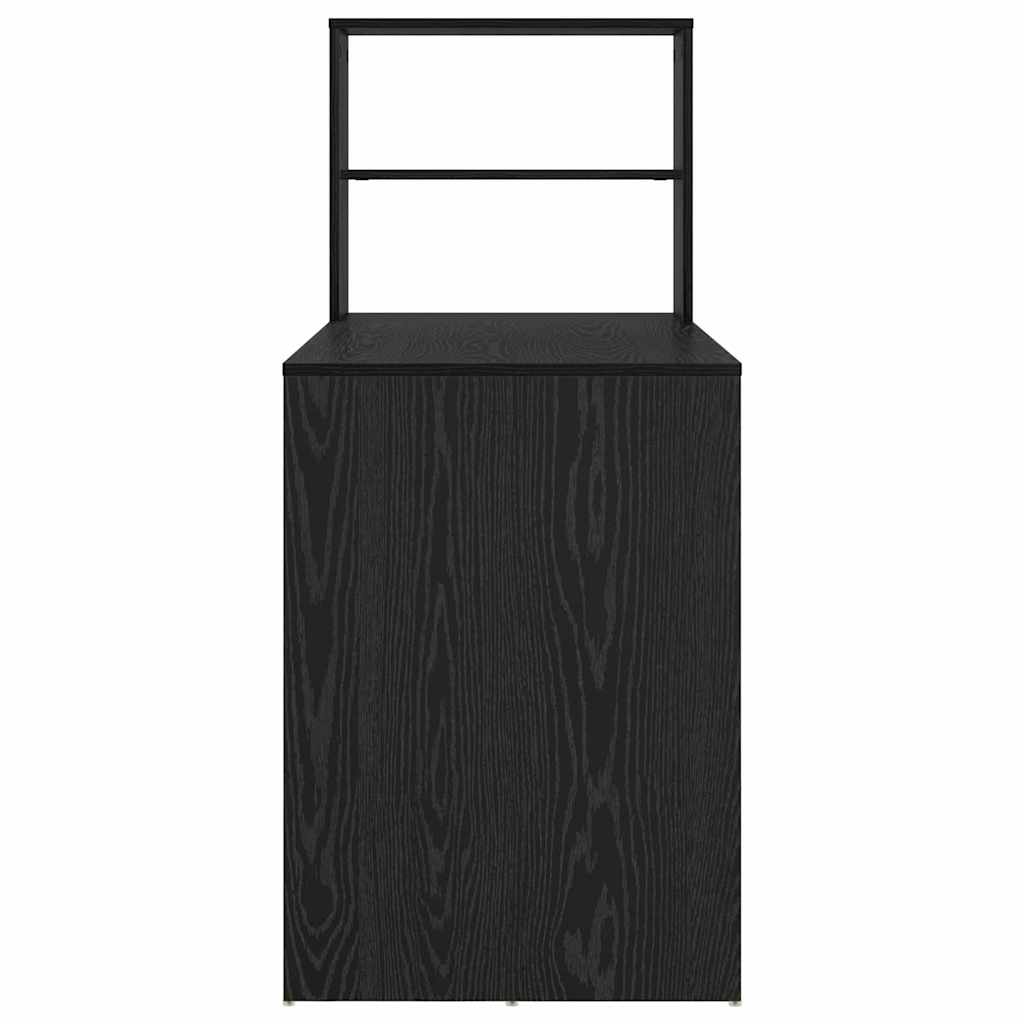 Bureau met plank Zwart Eiken 113 x 54 x 120 cm Bewerkt hout is nu te koop bij PeponiXL, paradijselijk wonen!