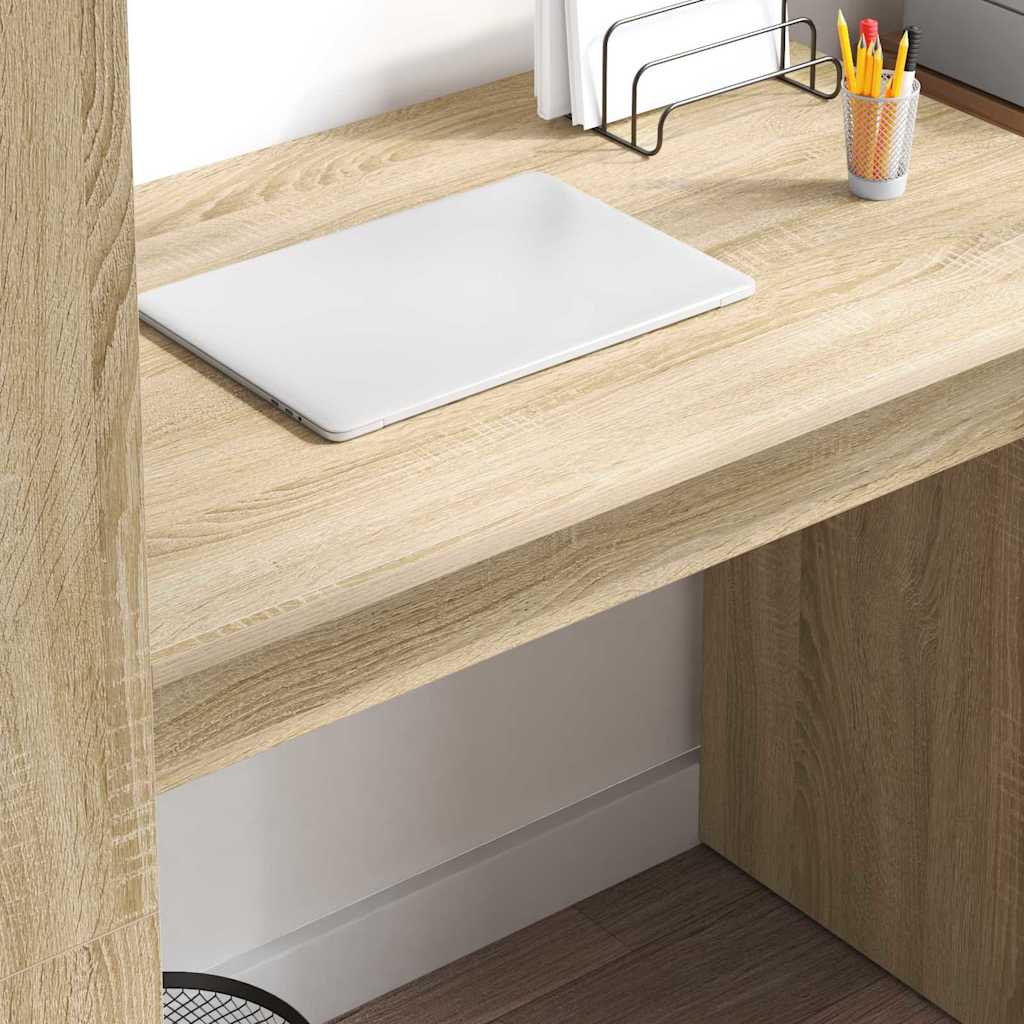Bureau met plank Sonoma Eiken 113 x 54 x 120 cm Bewerkt hout is nu te koop bij PeponiXL, paradijselijk wonen!