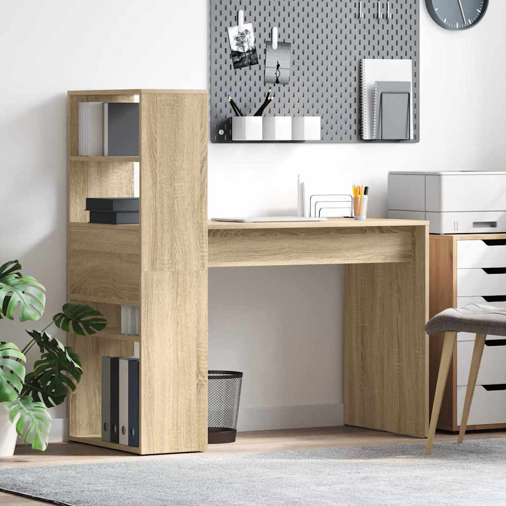 Bureau met plank Sonoma Eiken 113 x 54 x 120 cm Bewerkt hout is nu te koop bij PeponiXL, paradijselijk wonen!
