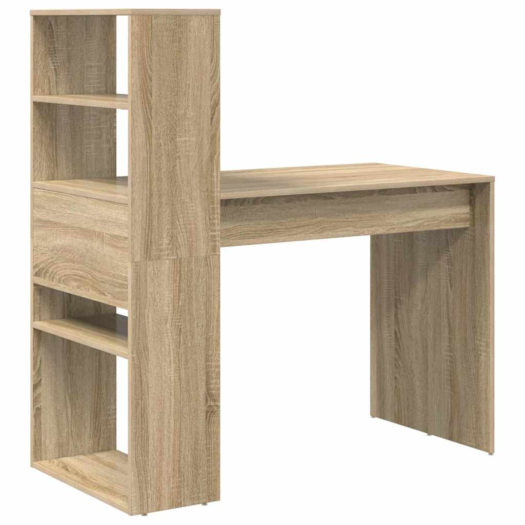 Bureau met plank Sonoma Eiken 113 x 54 x 120 cm Bewerkt hout is nu te koop bij PeponiXL, paradijselijk wonen!