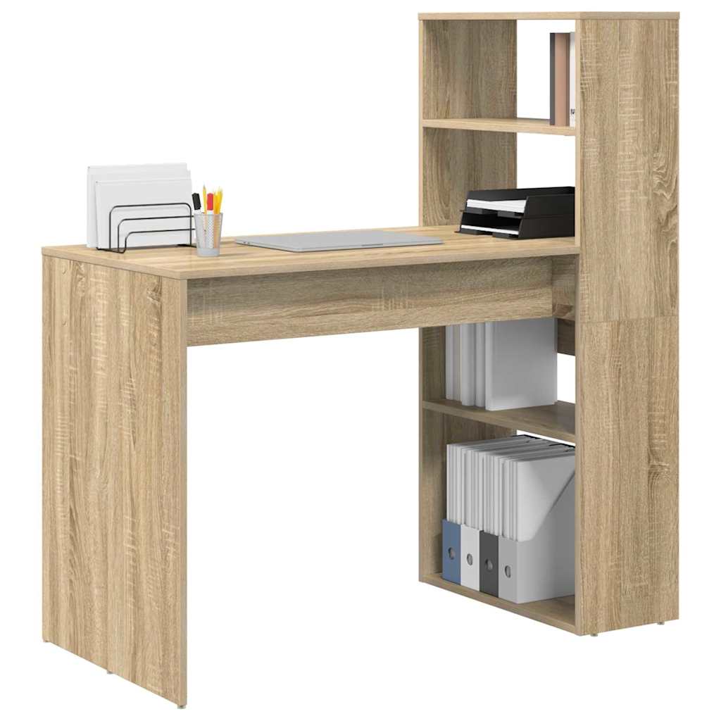 Bureau met plank Sonoma Eiken 113 x 54 x 120 cm Bewerkt hout is nu te koop bij PeponiXL, paradijselijk wonen!