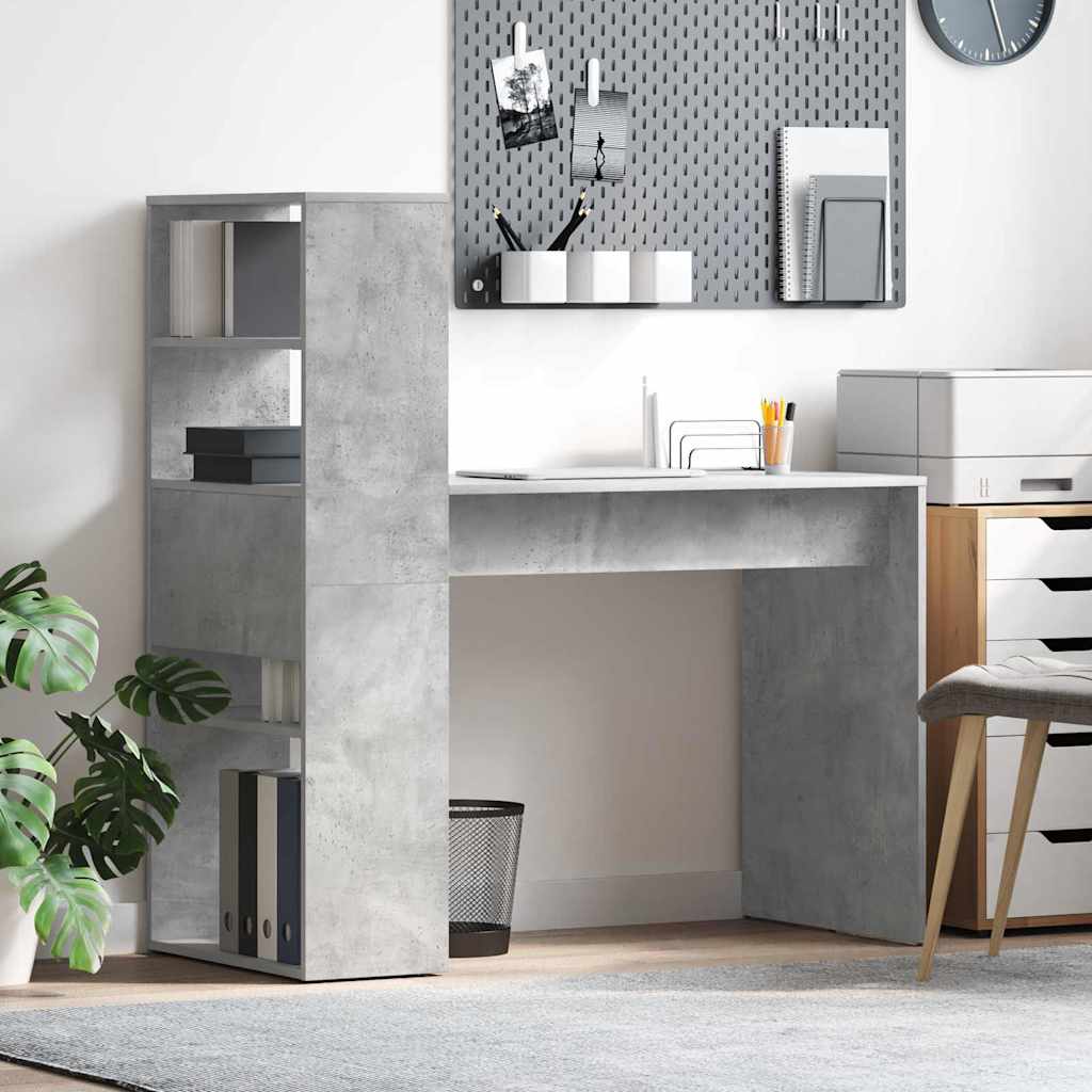 Bureau met plank Beton Grijs 113 x 54 x 120 cm Bewerkt hout is nu te koop bij PeponiXL, paradijselijk wonen!