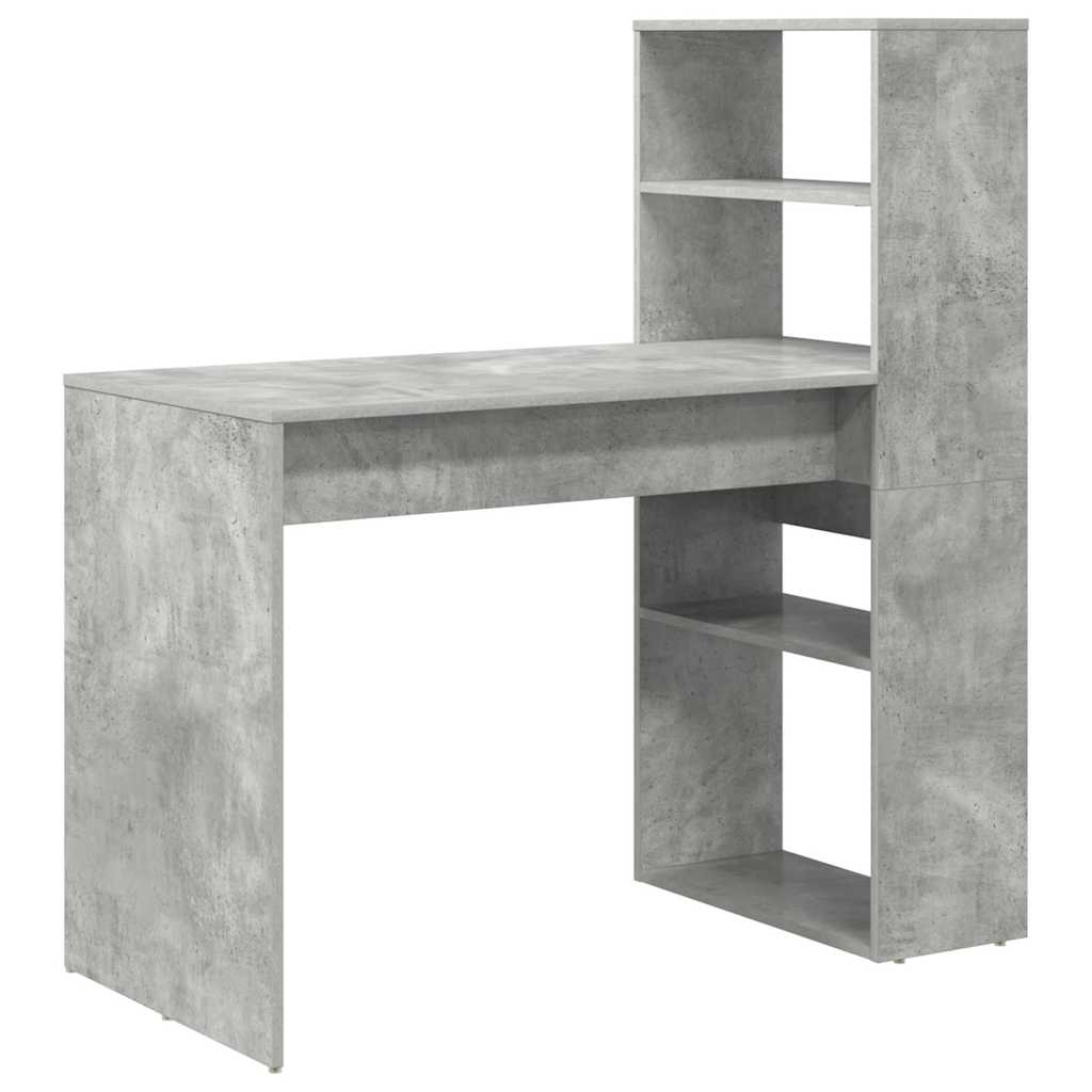 Bureau met plank Beton Grijs 113 x 54 x 120 cm Bewerkt hout is nu te koop bij PeponiXL, paradijselijk wonen!