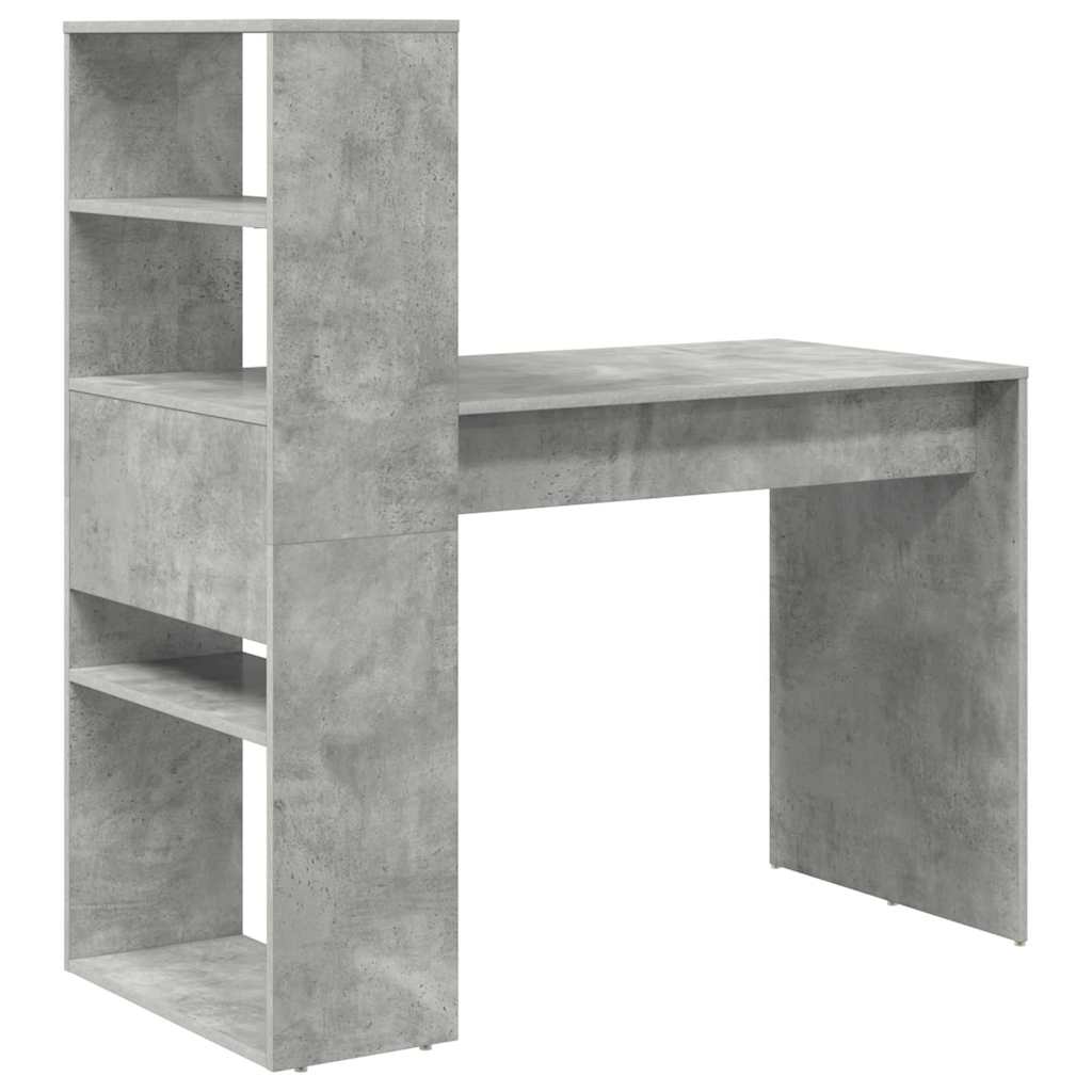 Bureau met plank Beton Grijs 113 x 54 x 120 cm Bewerkt hout is nu te koop bij PeponiXL, paradijselijk wonen!
