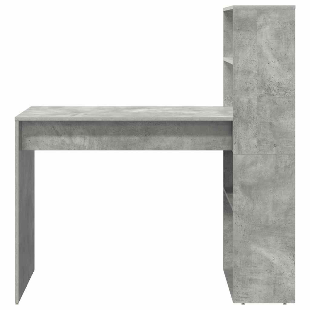 Bureau met plank Beton Grijs 113 x 54 x 120 cm Bewerkt hout is nu te koop bij PeponiXL, paradijselijk wonen!