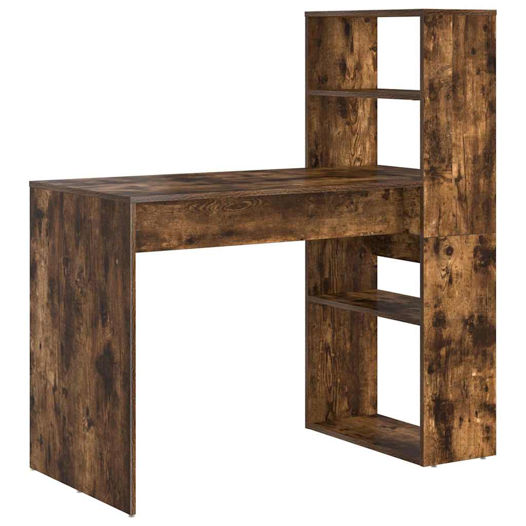 Bureau met plank Gerookt eiken 113 x 54 x 120 cm Bewerkt hout is nu te koop bij PeponiXL, paradijselijk wonen!