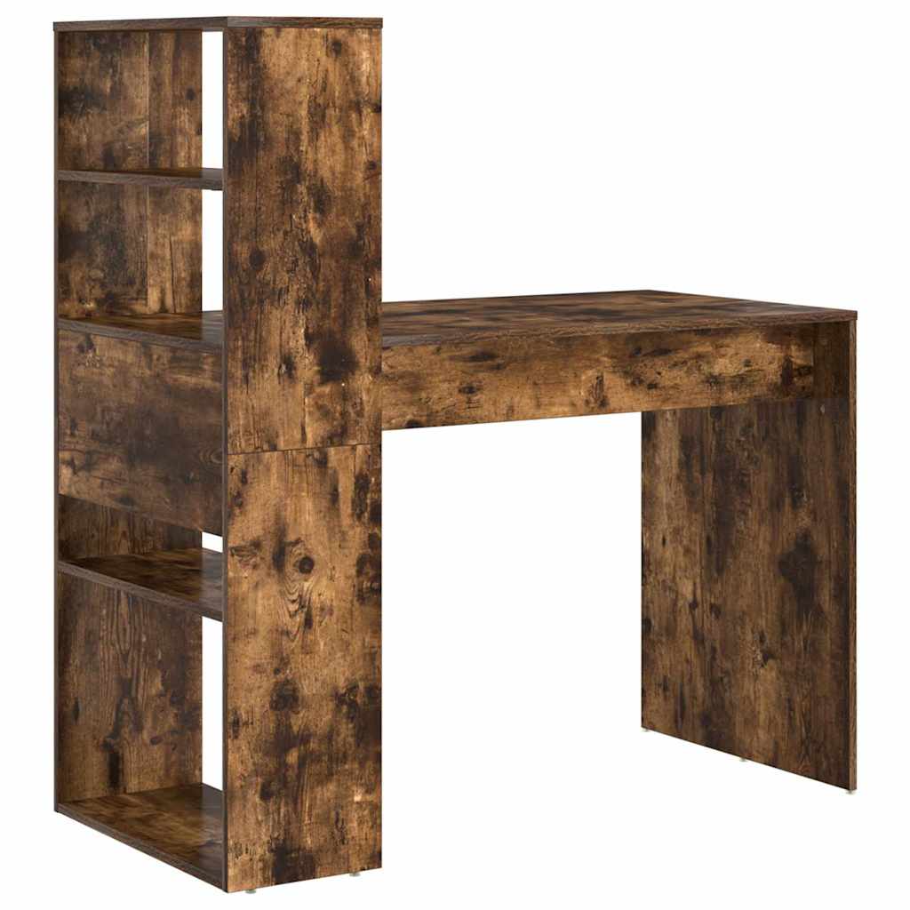 Bureau met plank Gerookt eiken 113 x 54 x 120 cm Bewerkt hout is nu te koop bij PeponiXL, paradijselijk wonen!
