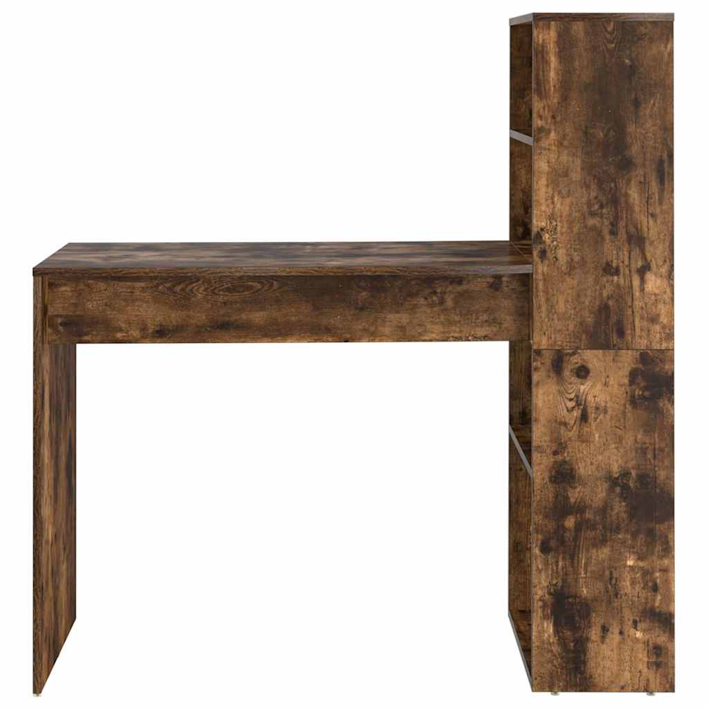Bureau met plank Gerookt eiken 113 x 54 x 120 cm Bewerkt hout is nu te koop bij PeponiXL, paradijselijk wonen!