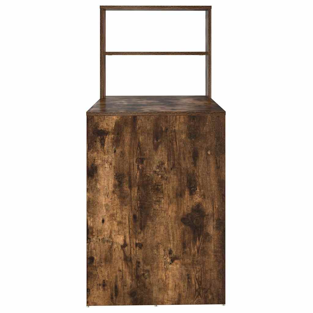 Bureau met plank Gerookt eiken 113 x 54 x 120 cm Bewerkt hout is nu te koop bij PeponiXL, paradijselijk wonen!