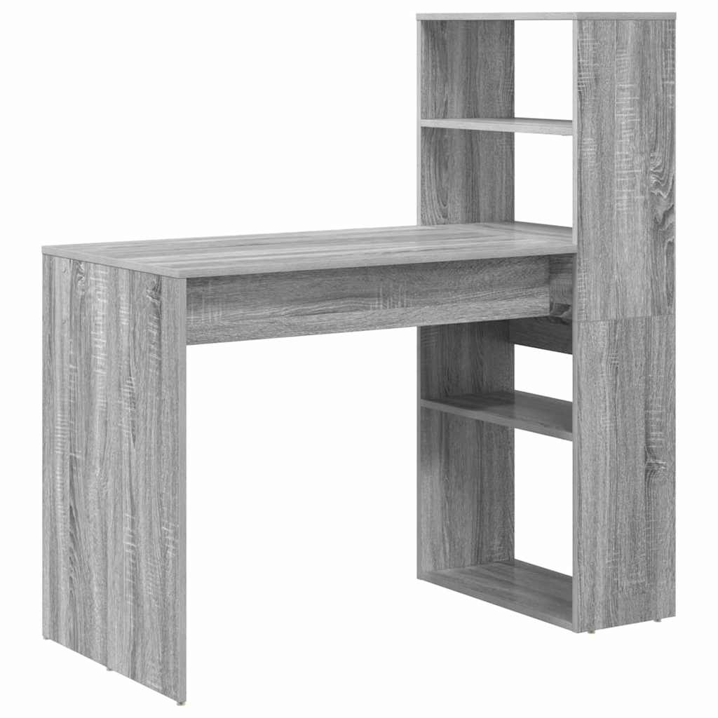 Bureau met plank Grijs Sonoma 113 x 54 x 120 cm Bewerkt hout is nu te koop bij PeponiXL, paradijselijk wonen!
