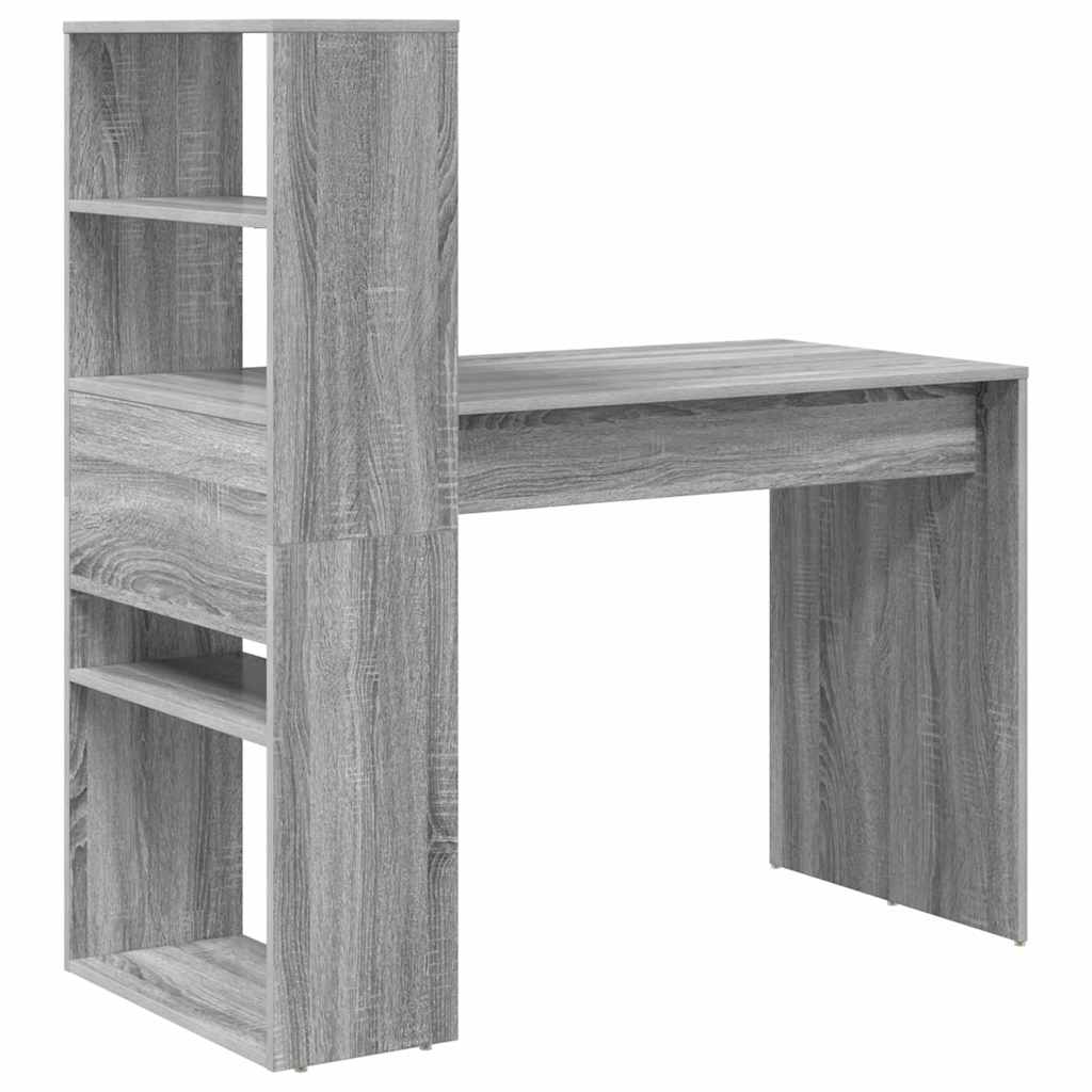 Bureau met plank Grijs Sonoma 113 x 54 x 120 cm Bewerkt hout is nu te koop bij PeponiXL, paradijselijk wonen!