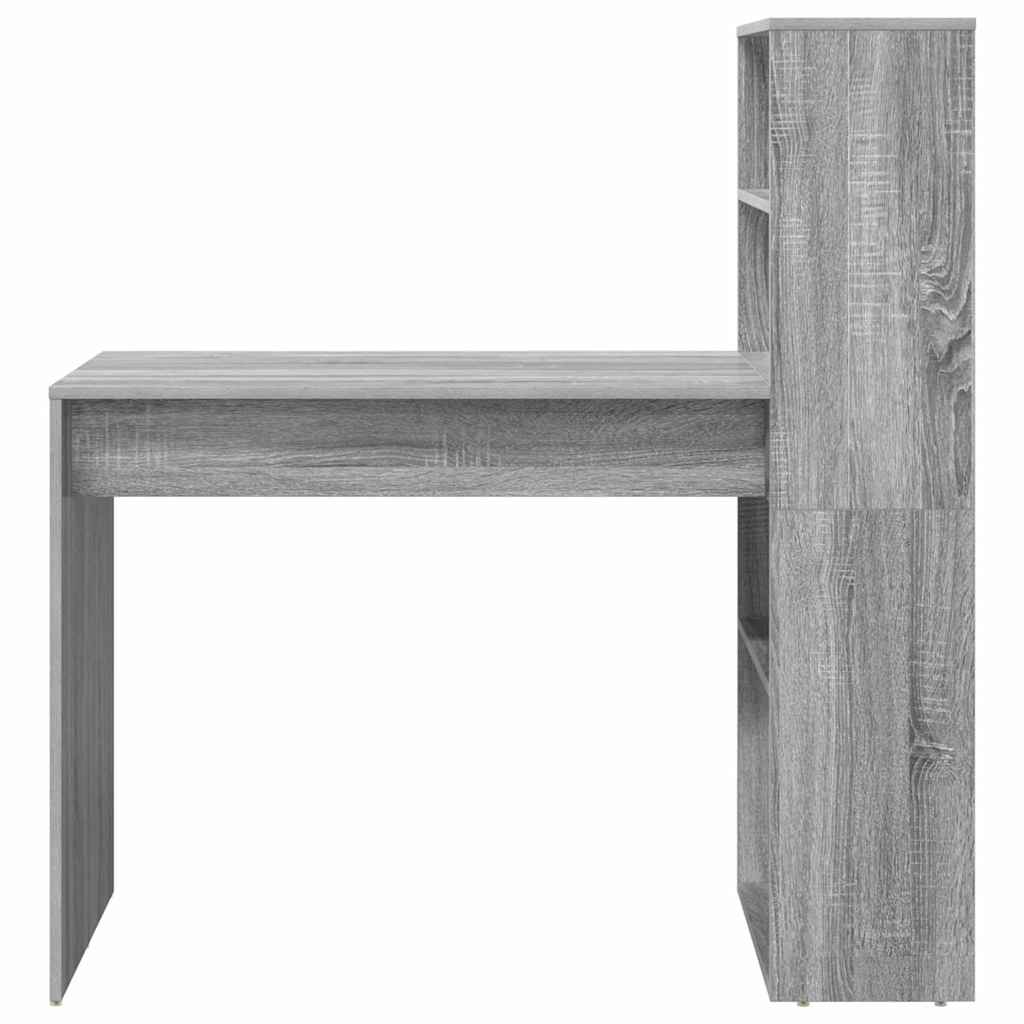 Bureau met plank Grijs Sonoma 113 x 54 x 120 cm Bewerkt hout is nu te koop bij PeponiXL, paradijselijk wonen!