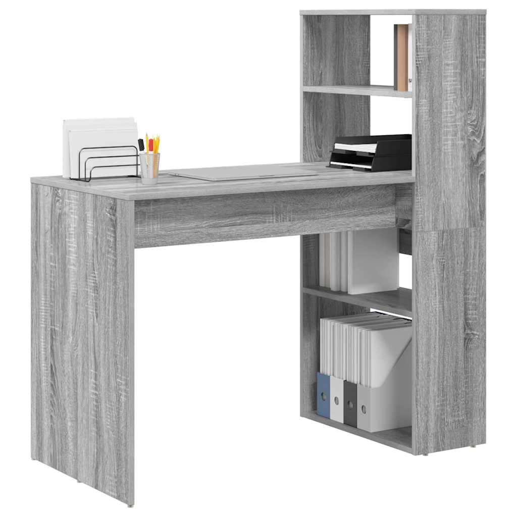 Bureau met plank Grijs Sonoma 113 x 54 x 120 cm Bewerkt hout is nu te koop bij PeponiXL, paradijselijk wonen!