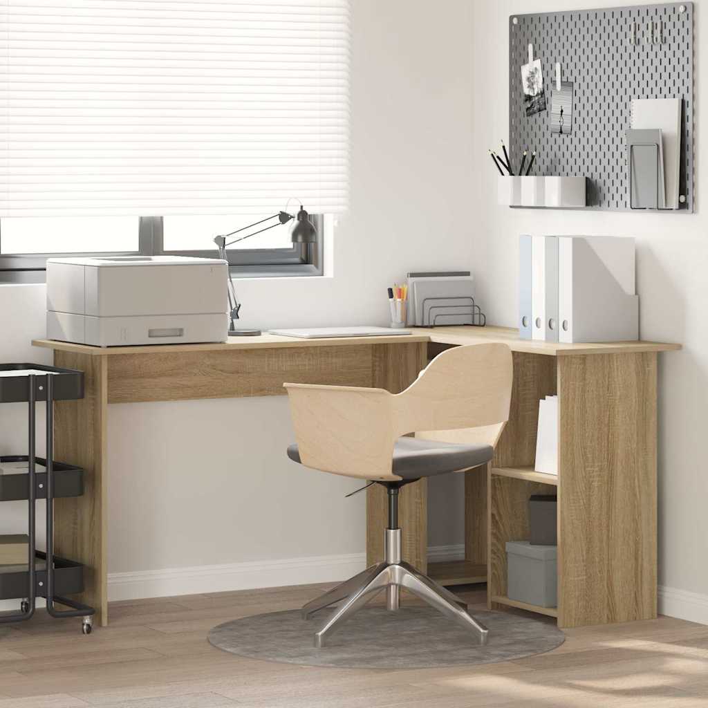 Bureau met plank Sonoma Eiken 142 x 102 x 73 cm Bewerkt hout is nu te koop bij PeponiXL, paradijselijk wonen!