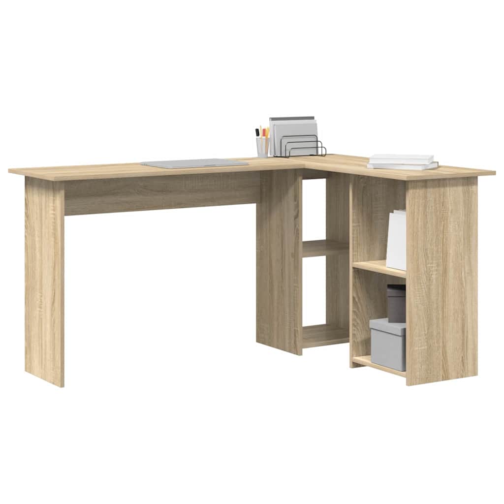 Bureau met plank Sonoma Eiken 142 x 102 x 73 cm Bewerkt hout is nu te koop bij PeponiXL, paradijselijk wonen!