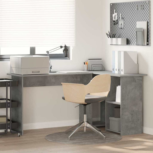 Bureau met plank Beton Grijs 142 x 102 x 73 cm Bewerkt hout is nu te koop bij PeponiXL, paradijselijk wonen!