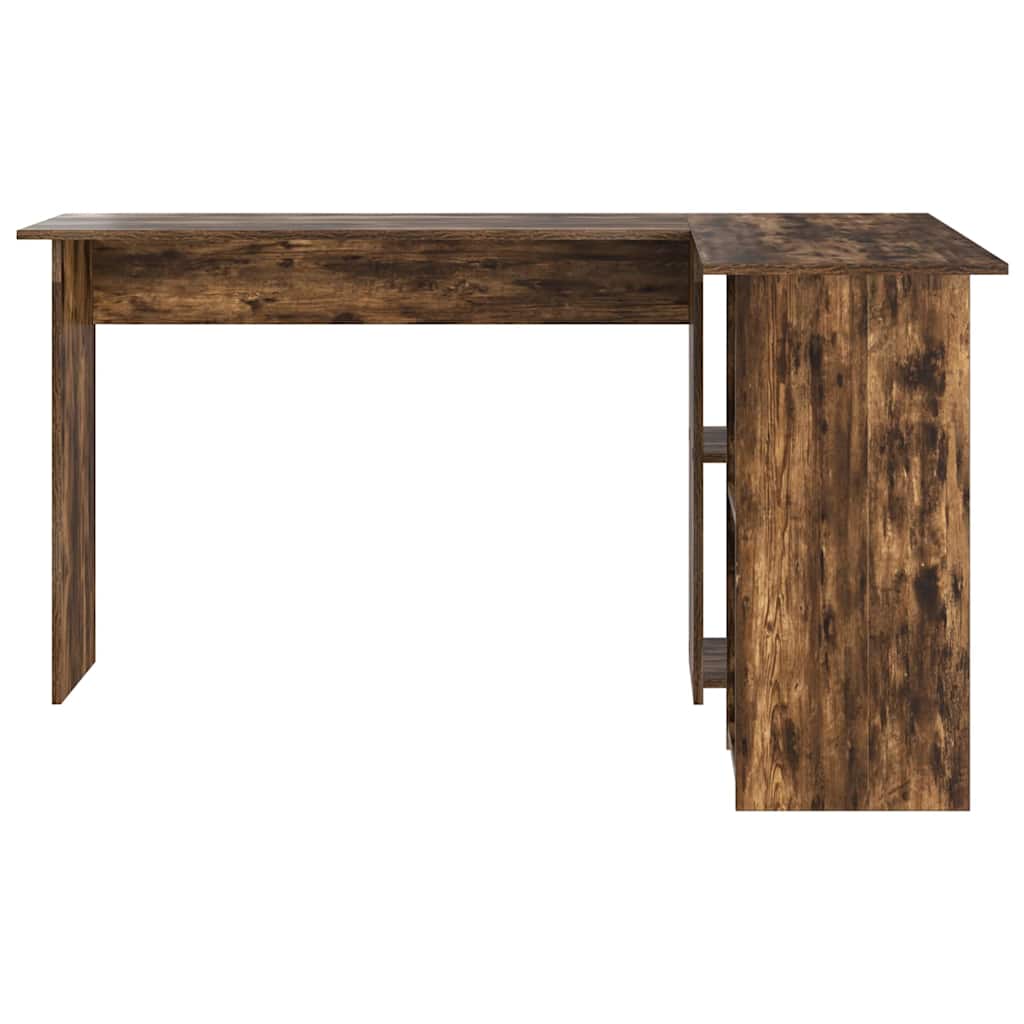Bureau met plank Gerookt eiken 142 x 102 x 73 cm Bewerkt hout is nu te koop bij PeponiXL, paradijselijk wonen!