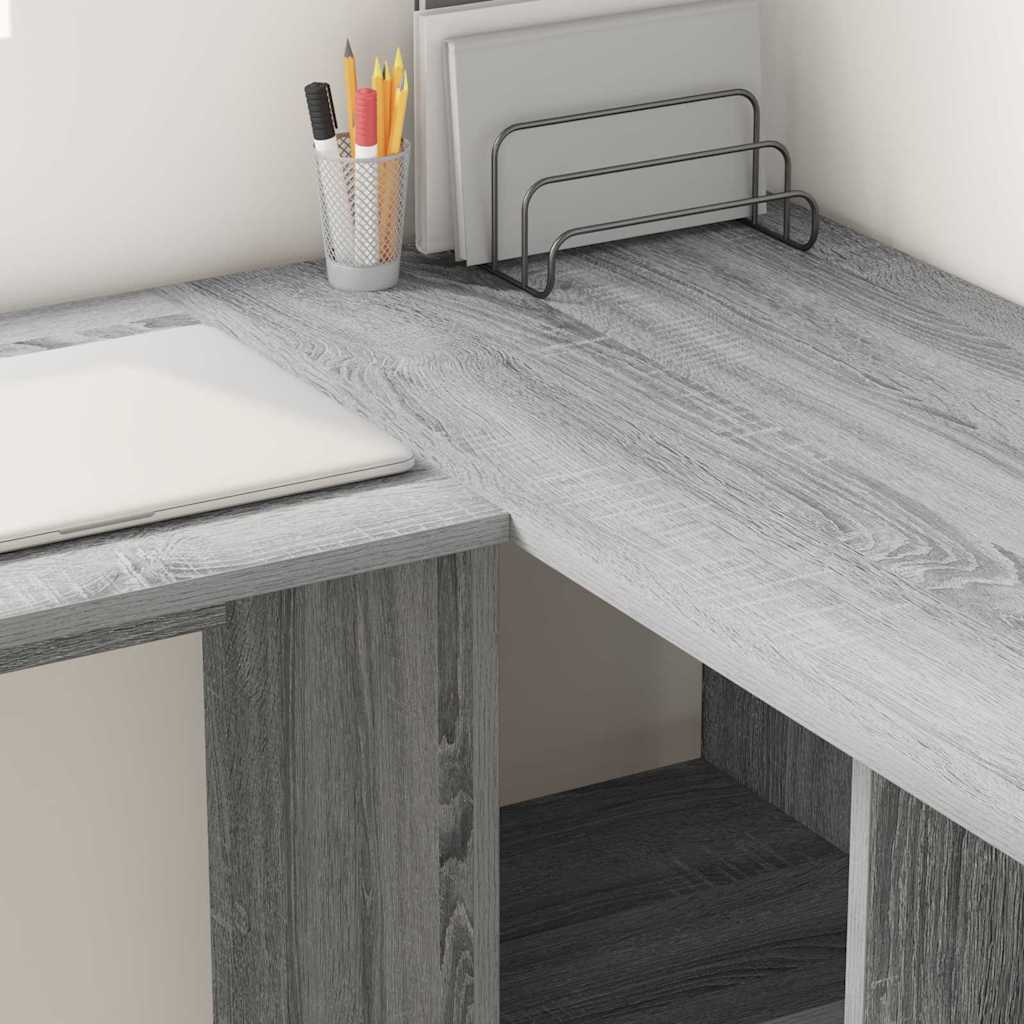Bureau met plank Grijs Sonoma 142 x 102 x 73 cm Bewerkt hout is nu te koop bij PeponiXL, paradijselijk wonen!