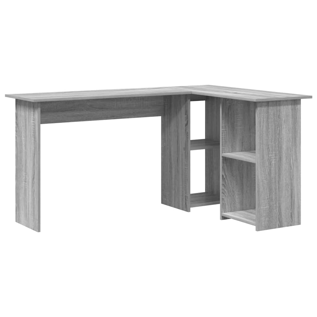 Bureau met plank Grijs Sonoma 142 x 102 x 73 cm Bewerkt hout is nu te koop bij PeponiXL, paradijselijk wonen!