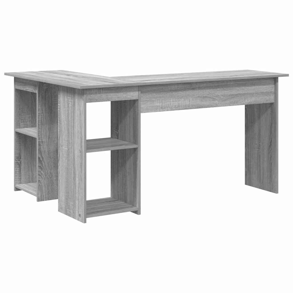Bureau met plank Grijs Sonoma 142 x 102 x 73 cm Bewerkt hout is nu te koop bij PeponiXL, paradijselijk wonen!