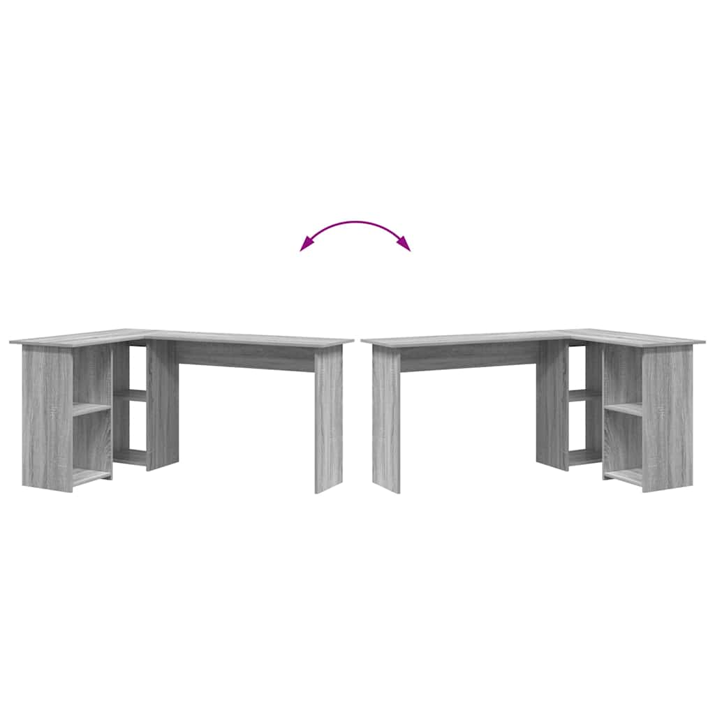 Bureau met plank Grijs Sonoma 142 x 102 x 73 cm Bewerkt hout is nu te koop bij PeponiXL, paradijselijk wonen!