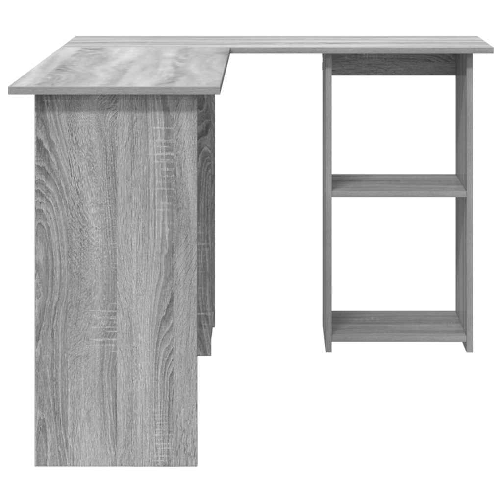 Bureau met plank Grijs Sonoma 142 x 102 x 73 cm Bewerkt hout is nu te koop bij PeponiXL, paradijselijk wonen!