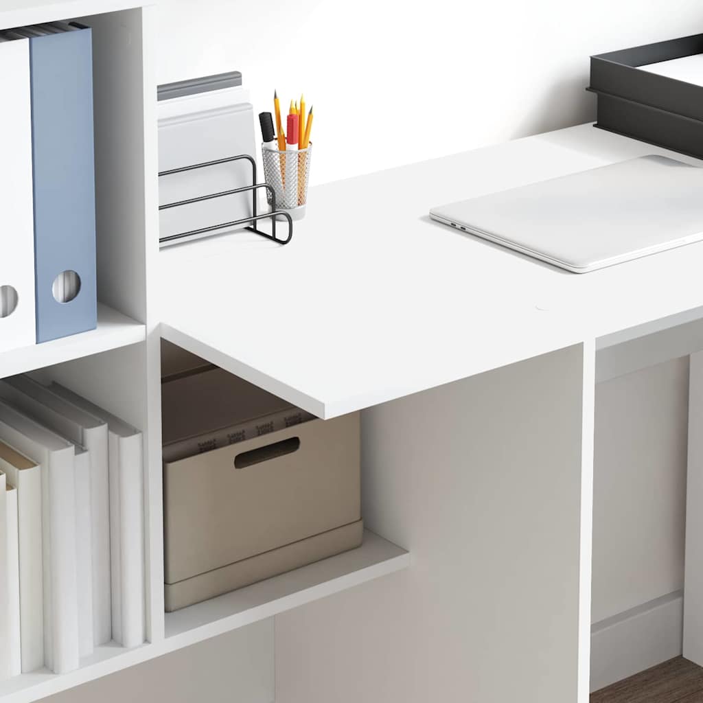 Bureau met plank Wit 131,5 x 50 x 106,5 cm Bewerkt hout is nu te koop bij PeponiXL, paradijselijk wonen!