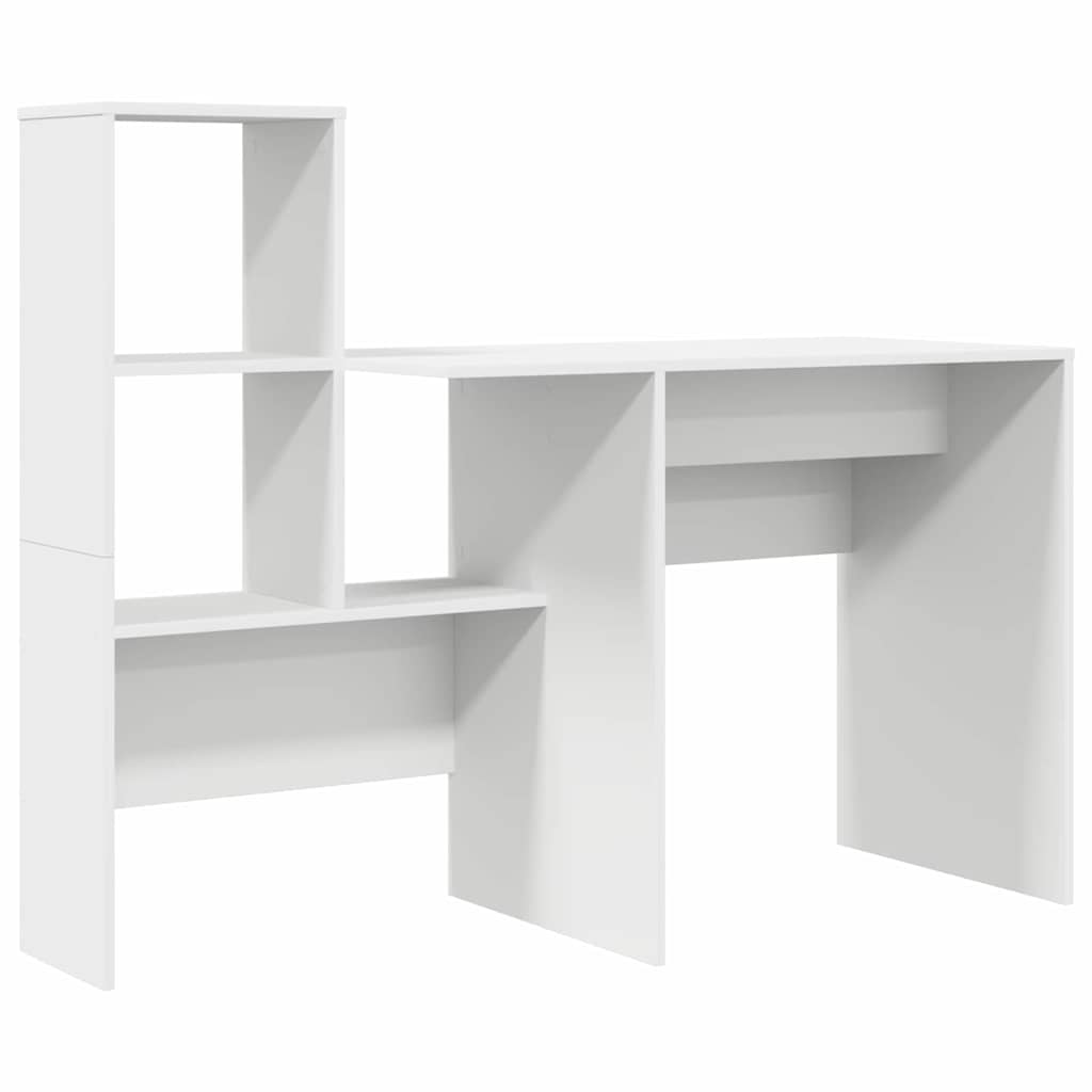 Bureau met plank Wit 131,5 x 50 x 106,5 cm Bewerkt hout is nu te koop bij PeponiXL, paradijselijk wonen!