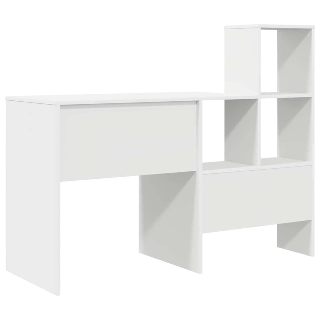 Bureau met plank Wit 131,5 x 50 x 106,5 cm Bewerkt hout is nu te koop bij PeponiXL, paradijselijk wonen!