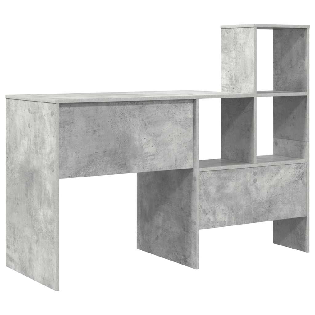 Bureau met plank Beton Grijs 131,5 x 50 x 106,5 cm Bewerkt hout is nu te koop bij PeponiXL, paradijselijk wonen!