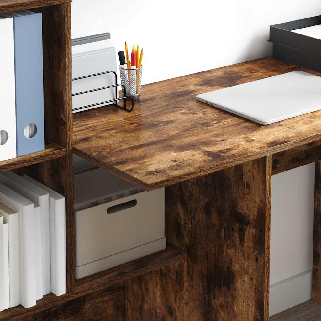 Bureau Gerookt eiken 131,5 x 50 x 106,5 cm Bewerkt hout is nu te koop bij PeponiXL, paradijselijk wonen!