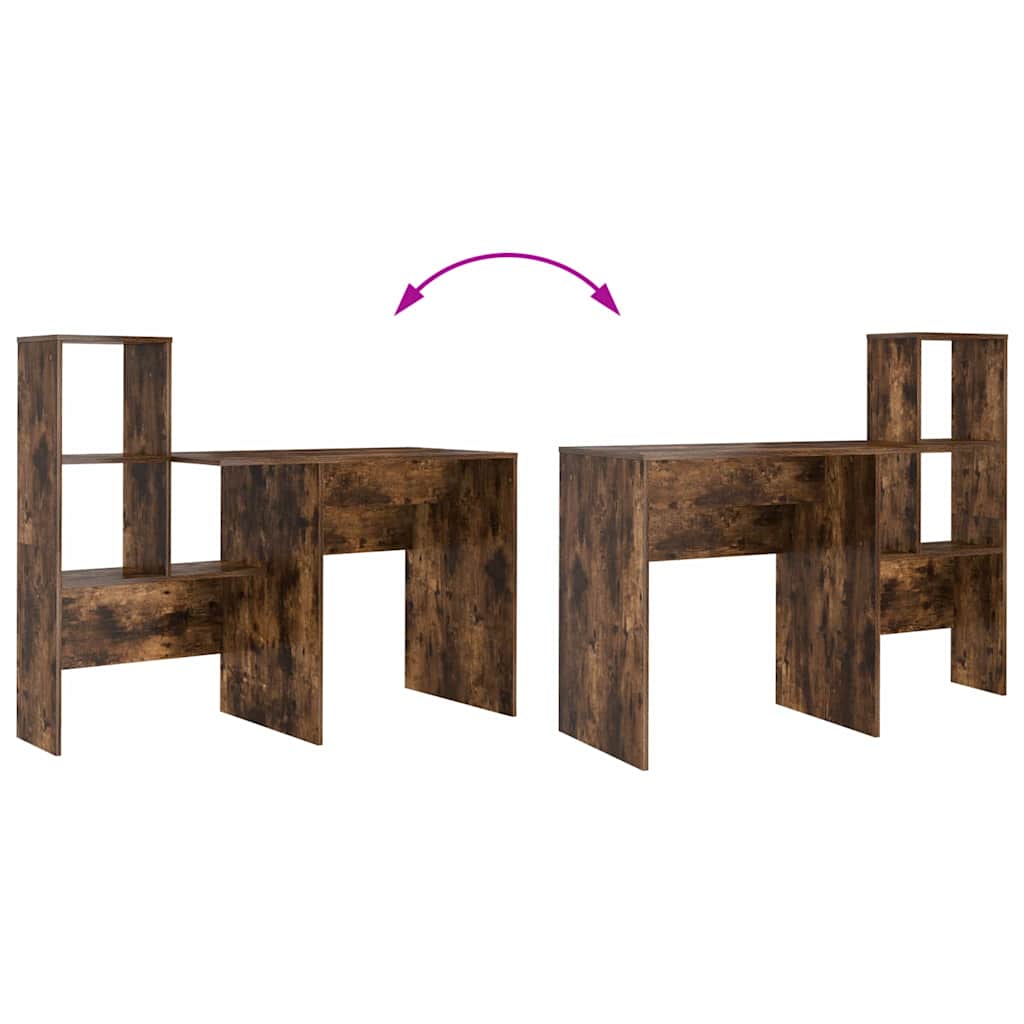 Bureau Gerookt eiken 131,5 x 50 x 106,5 cm Bewerkt hout is nu te koop bij PeponiXL, paradijselijk wonen!