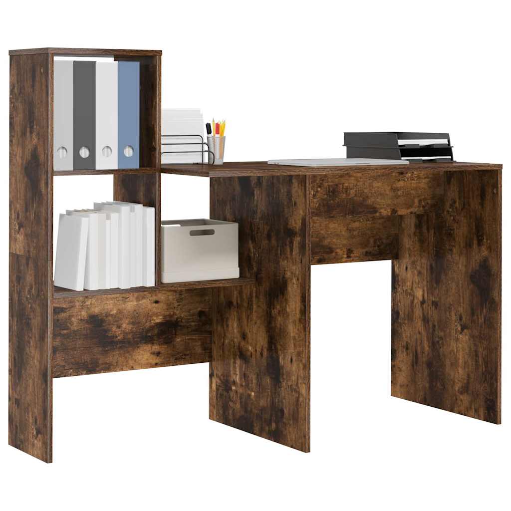 Bureau Gerookt eiken 131,5 x 50 x 106,5 cm Bewerkt hout is nu te koop bij PeponiXL, paradijselijk wonen!