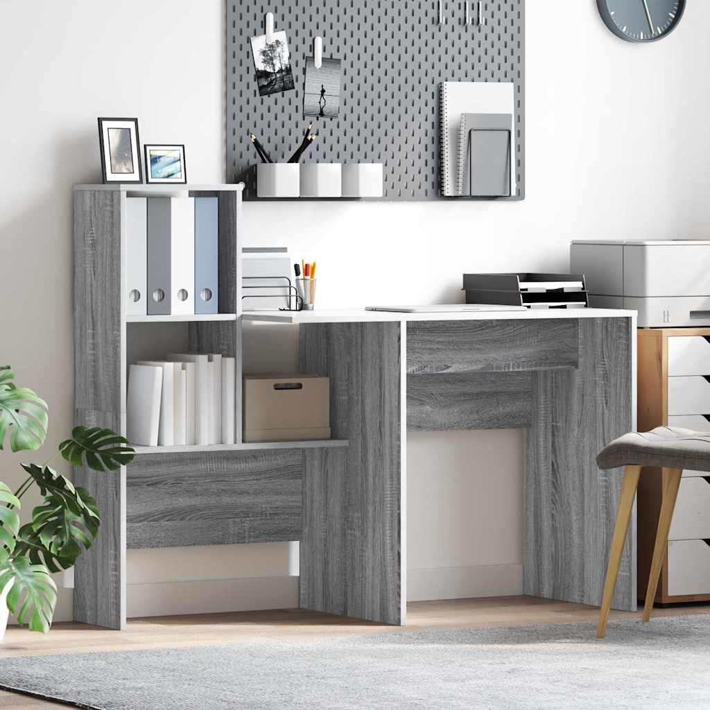 Bureau Grijs Sonoma 131,5 x 50 x 106,5 cm Bewerkt hout is nu te koop bij PeponiXL, paradijselijk wonen!